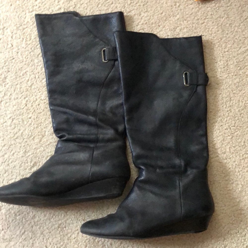 Black leather boots